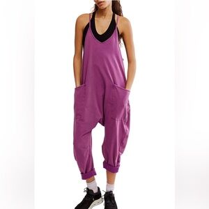 Free People Movement Hot Shot Onesie DEEP MULBERRY S NWT